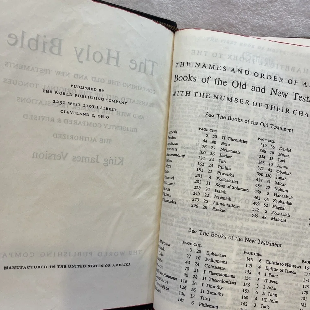Vintage Holy Bible KJV Red Letter Concordance zipper‎ cover black